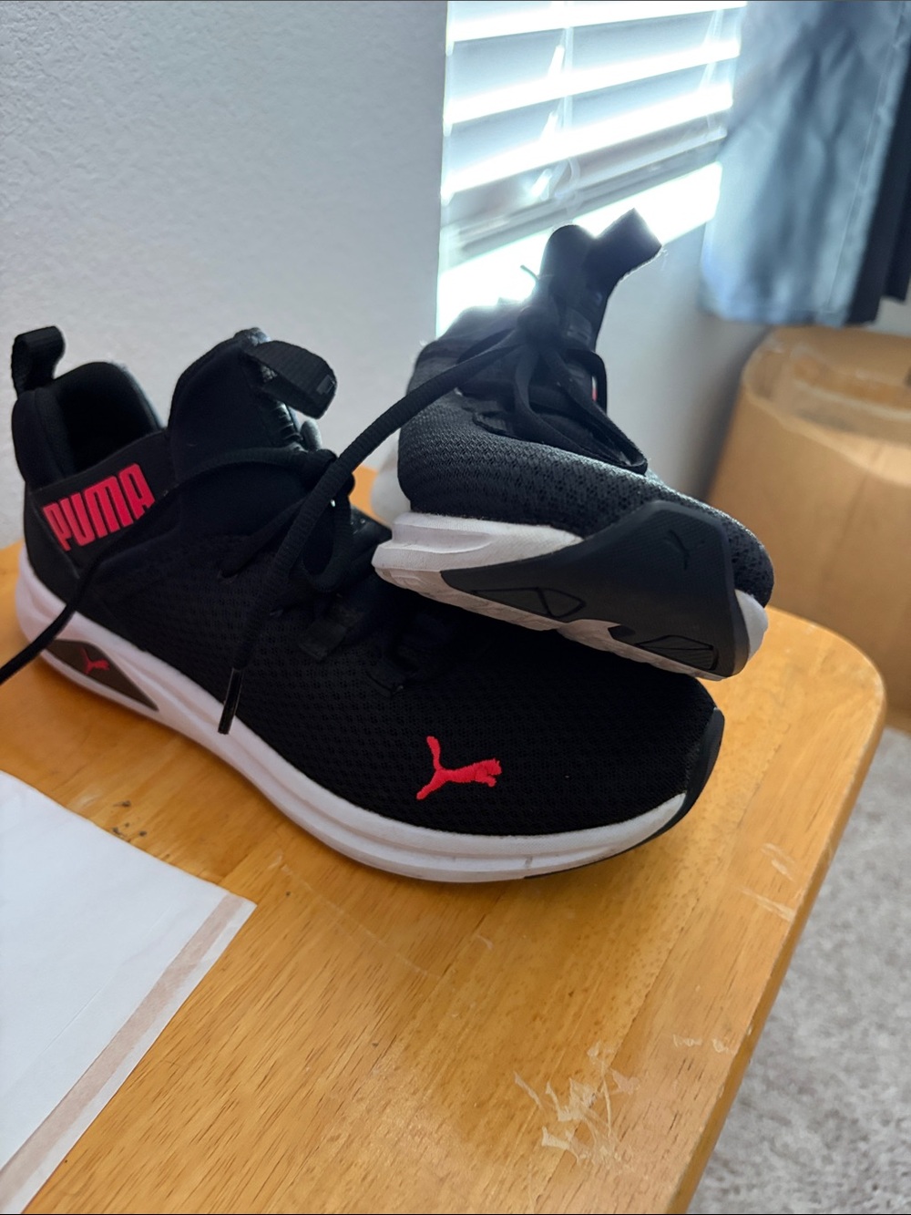 Puma Kids Black Sneakers with Pink Logo